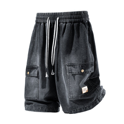 🩳 50% DE RÉDUCTION 🏙️ Short cargo denim ample homme – Style urbain, poches profondes & ceinture élastique – 3 couleurs, tailles M-3XL – idéal streetwear ou été 🛹