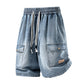 🩳 50% DE RÉDUCTION 🏙️ Short cargo denim ample homme – Style urbain, poches profondes & ceinture élastique – 3 couleurs, tailles M-3XL – idéal streetwear ou été 🛹