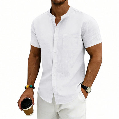 👔 50% DE RÉDUCTION 🌿 Chemise homme à manches courtes coupe ample unie – Coton respirant & coupe décontractée – Confort toute la journée – indispensable pour le travail, les week-ends ou les sorties 🧢🌸