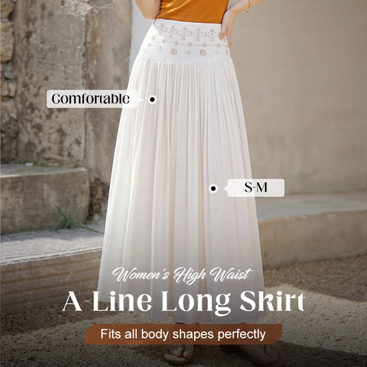 👗 50% DE RÉDUCTION 💥 Jupe longue taille haute ligne A pour femme – Coupe flatteuse & silhouette fluide – Style intemporel, parfaite pour le bureau, les brunchs ou les soirées d’été ✨