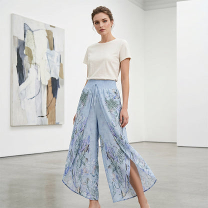👖 50% DE RÉDUCTION 🌸 Pantalon à jambes larges taille haute à imprimé floral pour femme – Tissu fluide & léger – Parfait pour l’été, la plage ou un look bohème chic – confortable et élégant ✨