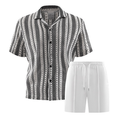 👕 50% DE RÉDUCTION ☀️ Ensemble décontracté homme – Chemise manches courtes & short – Léger, confortable & parfait pour les journées chaudes – look estival sans effort ✨🩳