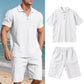 👕 50% DE RÉDUCTION 🩳 Ensemble homme 2 pièces décontracté – Haut & short en lin respirant – Col revers, 7 couleurs, tailles S-3XL – parfait pour l’été, la plage ou les vacances 🌊✨