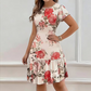 👗 60% DE RÉDUCTION 🌸 Robe élégante à imprimé floral & jupe à volants – Légère & romantique – Parfaite pour l’été, les garden-parties ou un look féminin au quotidien ✨