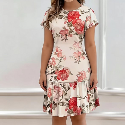 👗 60% DE RÉDUCTION 🌸 Robe élégante à imprimé floral & jupe à volants – Légère & romantique – Parfaite pour l’été, les garden-parties ou un look féminin au quotidien ✨