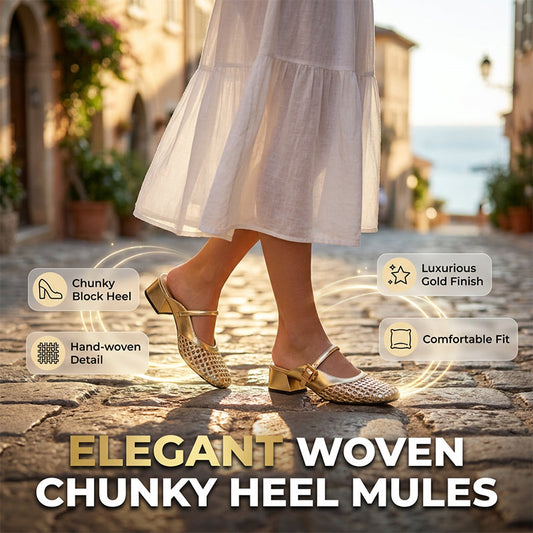 👡 50% DE RÉDUCTION! 🌸 Mules Mary Jane Tressées À Jour – Talon carré bas, slip-on confortable & design tressé – Parfaites pour l’été & les journées actives ☀️