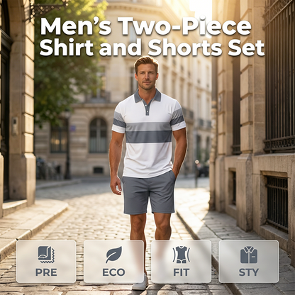 👕 50% DE RÉDUCTION ☀️ Set 2 pièces chemise & short pour homme – Confortable, respirant & polyvalent – Parfait pour l’été, les loisirs ou les voyages – look décontracté et pratique 🩳🌴