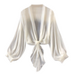 👗 50% DE RÉDUCTION ⏰ Cardigan mousseline nœud frontal – Tissu transparent & manches bouffantes – 7 coloris, tailles S–2XL – parfait pour un look romantique ou chic ✨🌸🌿
