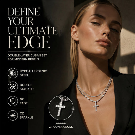 ✨ 50% DE RÉDUCTION ⏰ Collier à chaîne croisée double rangée – Or/argent, ajustable & superposable – Design moderne, parfait pour le quotidien ou les soirées – un bijou polyvalent et chic ⛓️💫