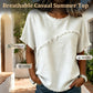👚 50% DE RÉDUCTION 🔥 Haut d’été femme à panneaux bords bruts – Tissu doux, coupe décontractée – Look tendance, parfait pour les journées chaudes ou un style urbain – facile à porter ✨🌸