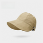 🧢 50% DE RÉDUCTION ☀️ Casquette solaire UPF 50+ queue de cheval – Bloque 99% UV & structure maintenue – Sangle élastique 54-60cm, boutons anti-vent – 3 coloris, pack économique ✨🌿