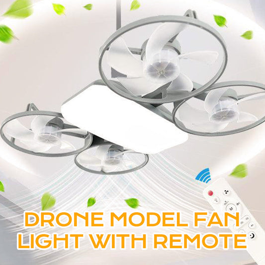 🌀 60% DE RÉDUCTION 🚁 Ventilateur de plafond design drone – 3 vitesses, E27 & télécommande – Look futuriste, léger & silencieux – parfait pour salon, chambre ou bureau 💡✨