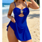 👙 50% DE RÉDUCTION 🌊 Robe de bain femme découpes étoile de mer dorée – Tissu extensible & séchage rapide – Jupe fluide, silhouette flatteuse – noir, rouge ou bleu, tailles S-XL – confiance et élégance au soleil 💫✨