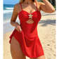 👙 50% DE RÉDUCTION 🌊 Robe de bain femme découpes étoile de mer dorée – Tissu extensible & séchage rapide – Jupe fluide, silhouette flatteuse – noir, rouge ou bleu, tailles S-XL – confiance et élégance au soleil 💫✨