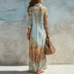 👗 50% DE RÉDUCTION 🌺 Robe maxi imprimé rétro bohème femme – Silhouette fluide & flatteuse – Tissu premium respirant, col V & boutonnage devant – bleu clair, tailles XS-3XL – parfaite pour les journées chaudes ✨🌸