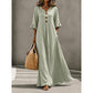 👗 50% DE RÉDUCTION ✨ Robe longue ample col V – Fluide, drapé doux & polyvalente – Parfaite du jour au dîner – élégante et confortable 🌙🌸🌿