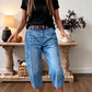 👖 50% DE RÉDUCTION ✨ Pantalon jean court extensible – Coupe barrel décontractée & poches multiples – 2 coloris, tailles S-3XL – parfait pour le quotidien 🌸🛒✨