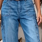 👖 50% DE RÉDUCTION ✨ Pantalon jean court extensible – Coupe barrel décontractée & poches multiples – 2 coloris, tailles S-3XL – parfait pour le quotidien 🌸🛒✨