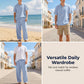 👔 50% DE RÉDUCTION 🌊 Ensemble chemise & pantalon en lin pour homme – Coupe décontractée, tenue de plage – Léger, respirant & idéal pour l’été – look relax et naturel ☀️✨