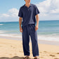 👔 50% DE RÉDUCTION 🌊 Ensemble chemise & pantalon en lin pour homme – Coupe décontractée, tenue de plage – Léger, respirant & idéal pour l’été – look relax et naturel ☀️✨