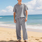 👔 50% DE RÉDUCTION 🌊 Ensemble chemise & pantalon en lin pour homme – Coupe décontractée, tenue de plage – Léger, respirant & idéal pour l’été – look relax et naturel ☀️✨