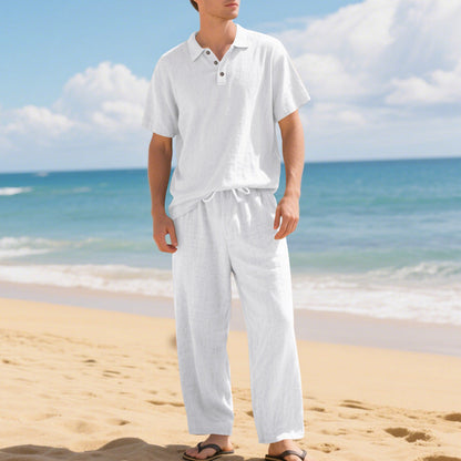 👔 50% DE RÉDUCTION 🌊 Ensemble chemise & pantalon en lin pour homme – Coupe décontractée, tenue de plage – Léger, respirant & idéal pour l’été – look relax et naturel ☀️✨