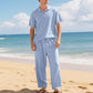 👔 50% DE RÉDUCTION 🌊 Ensemble chemise & pantalon en lin pour homme – Coupe décontractée, tenue de plage – Léger, respirant & idéal pour l’été – look relax et naturel ☀️✨