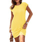 👗 60% DE RÉDUCTION ✨ Robe décontractée coton mélangé – Col rond, manches courtes & coupe ample midi – 9 coloris, tailles S-L – idéale pour l’été ou le quotidien 🌸☀️