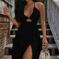👗 50% DE RÉDUCTION ✨ Robe longue col V – Fente haute, dos nu & ourlet fluide – Parfaite pour l’été, les soirées ou les vacances – sexy et élégante ☀️💃🌙