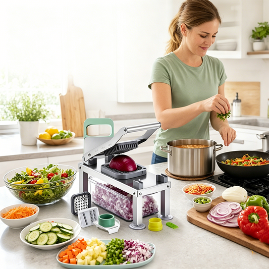 🔪 50% DE RÉDUCTION 🥗 Hachoir alimentaire multifonction 9 lames avec bac de rangement – Bols empilables & couvercles – Parfait pour hacher, mixer ou râper – idéal pour légumes, fruits ou fromage – gain de temps et de place ✨🍽️