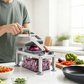 🔪 50% DE RÉDUCTION 🥗 Hachoir alimentaire multifonction 9 lames avec bac de rangement – Bols empilables & couvercles – Parfait pour hacher, mixer ou râper – idéal pour légumes, fruits ou fromage – gain de temps et de place ✨🍽️