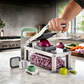 🔪 50% DE RÉDUCTION 🥗 Hachoir alimentaire multifonction 9 lames avec bac de rangement – Bols empilables & couvercles – Parfait pour hacher, mixer ou râper – idéal pour légumes, fruits ou fromage – gain de temps et de place ✨🍽️