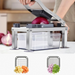 🔪 50% DE RÉDUCTION 🥗 Hachoir alimentaire multifonction 9 lames avec bac de rangement – Bols empilables & couvercles – Parfait pour hacher, mixer ou râper – idéal pour légumes, fruits ou fromage – gain de temps et de place ✨🍽️