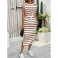 👗 50% DE RÉDUCTION ⏰ Robe midi rayée femme – Taille cordon & fente latérale – Tissu fluide, look décontracté chic – parfaite pour l’été, les vacances ou le quotidien ✨🌸🌊