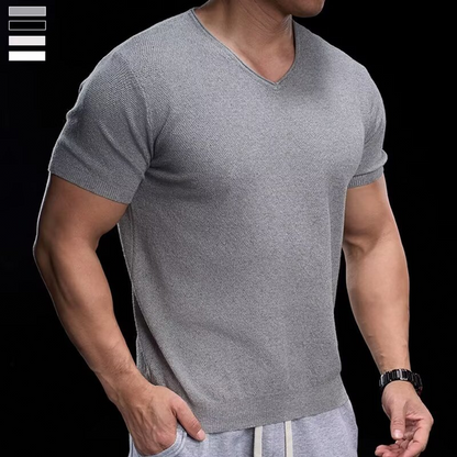👕 60% DE RÉDUCTION 🌬️ T-shirt en maille col V respirant – Léger, doux & coupe décontractée – Idéal pour l’été, le sport ou le quotidien – confortable et moderne ✨☀️