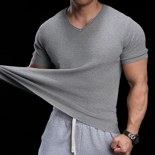 👕 60% DE RÉDUCTION 🌬️ T-shirt en maille col V respirant – Léger, doux & coupe décontractée – Idéal pour l’été, le sport ou le quotidien – confortable et moderne ✨☀️