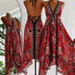 👗 50% DE RÉDUCTION 🌺 Robe maxi halter boho à col V profond – Tissu fluide & imprimé exotique – Parfaite pour l’été, les vacances ou une soirée romantique – légère et élégante ✨☀️