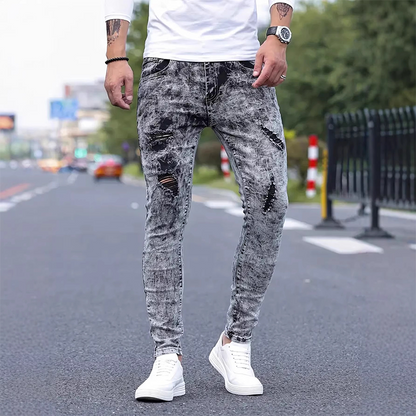 👖 50% DE RÉDUCTION 🔥 Jean slim déchiré stretch pour homme – Denim distressed & coupe moderne – Look tendance, confortable au quotidien – parfait pour un style urbain ou décontracté ✨🛒