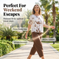 👗 50% DE RÉDUCTION 🌸 Ensemble imprimé décontracté – Haut & pantalon assortis, coupe légère – Parfait pour l’été, les voyages ou un look bohème chic – confortable et tendance ✨🌿