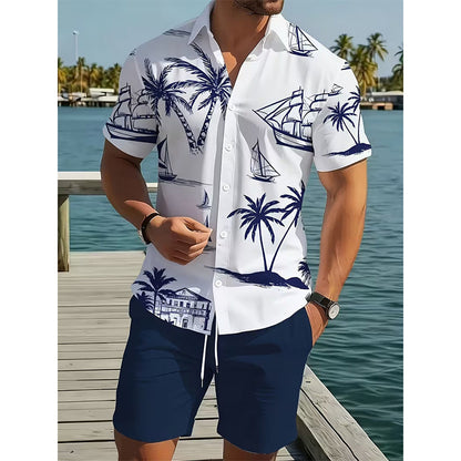 👕 50% DE RÉDUCTION 🏝️ Ensemble décontracté d’été – Chemise imprimée & short léger – Parfait pour la plage, les voyages ou la détente – look frais et tendance ☀️🩳✨