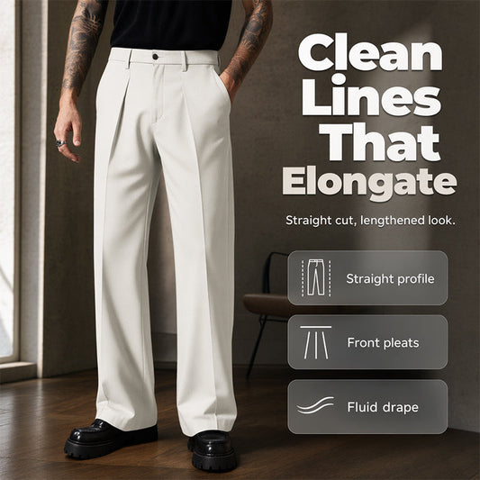 👖 50% DE RÉDUCTION 🌿 Pantalon droit drapé doux pour homme – Coupe classique & tissu fluide – Parfait pour un look décontracté ou chic au quotidien – confortable et intemporel ✨💼