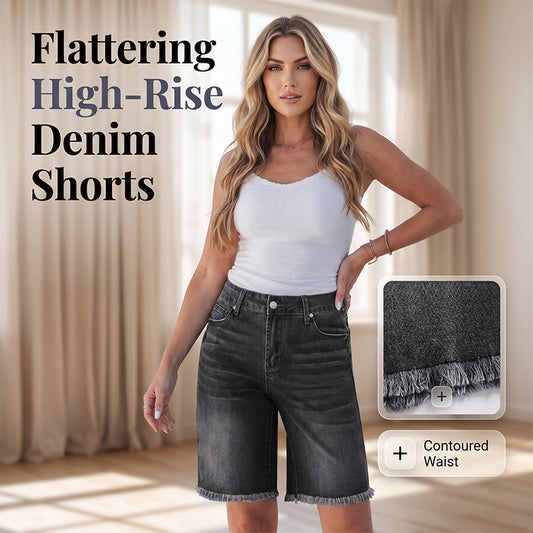 🩳 50% DE RÉDUCTION 🔥 Short jean taille haute à franges – Stylé, confortable & polyvalent – Parfait pour l’été, les festivals ou un look décontracté – denim doux et tendance ✨🌸