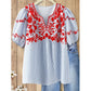 👚 50% DE RÉDUCTION 🌸 Blouse légère brodée – Tissu fluide, détails raffinés & coupe aérée – Parfaite pour l’été, le bureau ou un look romantique au quotidien – féminine et confortable 💐✨