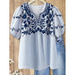 👚 50% DE RÉDUCTION 🌸 Blouse légère brodée – Tissu fluide, détails raffinés & coupe aérée – Parfaite pour l’été, le bureau ou un look romantique au quotidien – féminine et confortable 💐✨