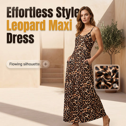 👗 50% DE RÉDUCTION 🐆 Robe maxi à bretelles spaghetti imprimé léopard – Fluide, légère & audacieuse – Parfaite pour l’été, la plage ou une soirée tendance – look sauvage et élégant ✨🌿