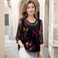 👚 50% DE RÉDUCTION 🌸 Blouse tunique florale – Manches 3/4 transparentes & ourlet double couche – Grande taille, légère & romantique – parfaite pour l’été ou un look bohème chic ✨🌿