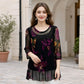 👚 50% DE RÉDUCTION 🌸 Blouse tunique florale – Manches 3/4 transparentes & ourlet double couche – Grande taille, légère & romantique – parfaite pour l’été ou un look bohème chic ✨🌿