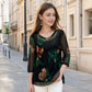 👚 50% DE RÉDUCTION 🌸 Blouse tunique florale – Manches 3/4 transparentes & ourlet double couche – Grande taille, légère & romantique – parfaite pour l’été ou un look bohème chic ✨🌿