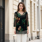 👚 50% DE RÉDUCTION 🌸 Blouse tunique florale – Manches 3/4 transparentes & ourlet double couche – Grande taille, légère & romantique – parfaite pour l’été ou un look bohème chic ✨🌿
