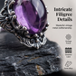 💍 50% DE RÉDUCTION 🌸 Bague améthyste vintage en dentelle – Détails délicats & pierre violette – Élégante, intemporelle – parfaite pour un cadeau ou un look raffiné au quotidien ✨💜🌿